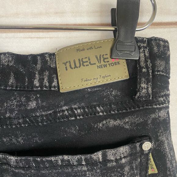 TwelveK New York Black Acid Wash Button Fly Skinny Jeans Size Large - Picture 5 of 6